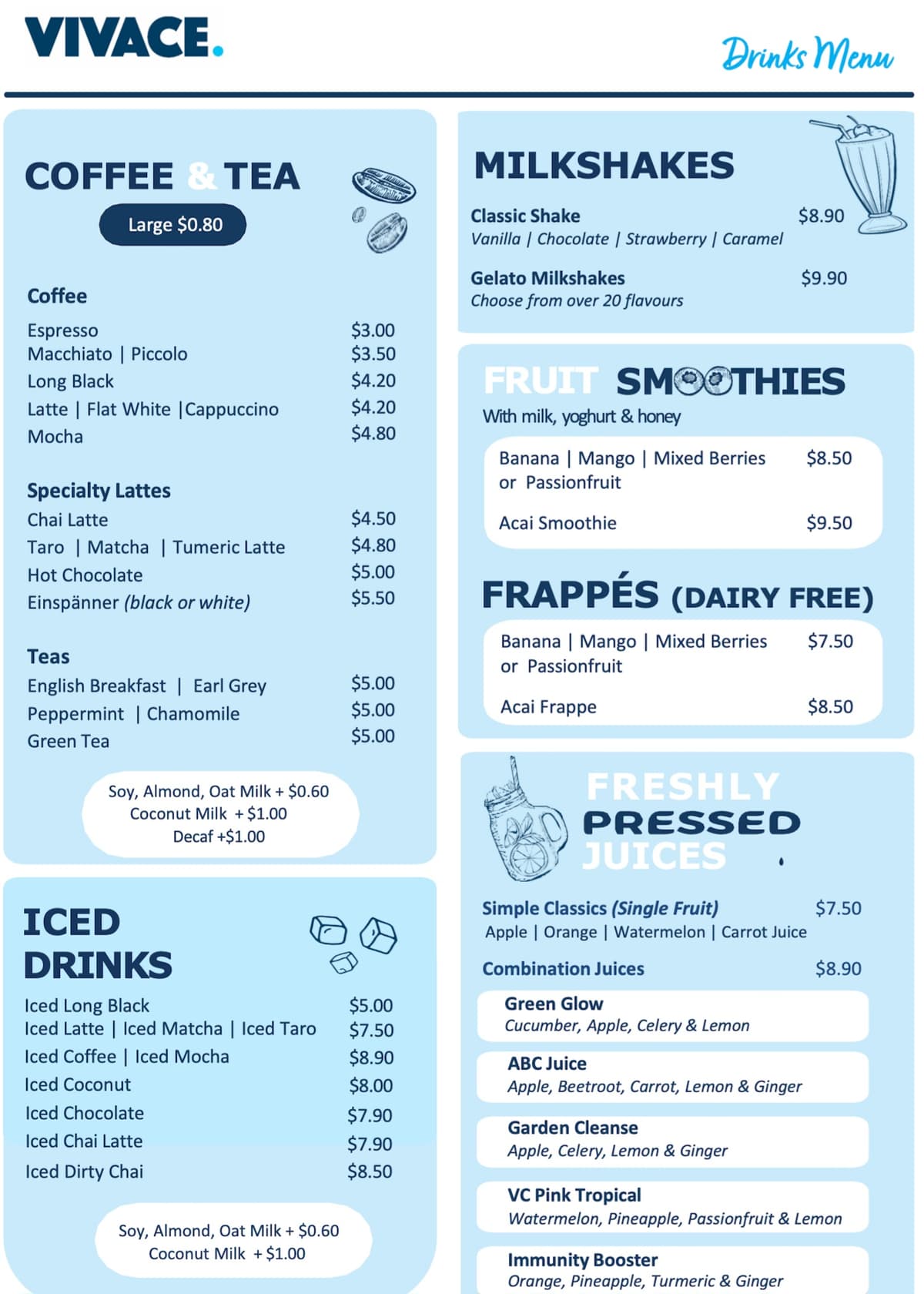 Drink Menu Page 1